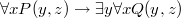 $$	\forall{x} P(y,z)\to	\exists y \forall x Q(y,z)$$