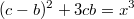 $$(c-b)^2+3cb=x^3$$