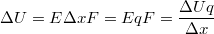 $$\Delta U=E\Delta x\\F=Eq\\F=\frac {\Delta Uq} {\Delta x}$$