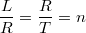 $$\begin{gathered}\frac{{L}}{{R}}= \frac{{R}}{{T}} =n\hfill \\\end{gathered}$$