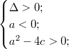 $$\displaystyle  \begin{cases} \Delta > 0; \\ a < 0; \\ a^2 - 4c > 0; \end{cases} $$