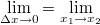 $$\displaystyle \lim_{\Delta x\to 0}=\lim_{x_1\rightarrow  x_2}$$