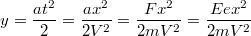 $$\displaystyle y=\frac{at^2}{2}=\frac{ax^2}{2V^2}=\frac{Fx^2}{2mV^2}=\frac{Eex^2}{2mV^2}$$