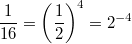 $$\frac{1}{16}=\left(\frac12\right)^4=2^{-4}$$