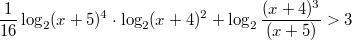 $$\frac{1}{16}\log_{2}(x+5)^4\cdot\log_{2}(x+4)^2+\log_{2}\frac{(x+4)^3}{(x+5)}>3$$