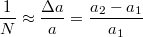 $$\frac{1}{N}\approx \frac{\Delta a}{a}=\frac{a_2-a_1}{a_1}$$