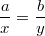 $$\frac{a}{x}=\frac{b}{y}$$