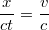 $$\frac{x}{ct}=\frac{v}{c}$$