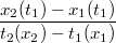 $$\frac{x_2(t_1) - x_1(t_1)}{t_2(x_2) - t_1(x_1)}$$