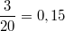 $$\frac {3} {20}=0,15$$