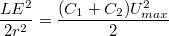 $$\frac {LE^2} {2r^2}=\frac {(C_1+C_2)U_{max}^2} {2}$$