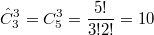 $$\hat{C}_3^3=C_5^3=\frac{5!}{3!2!}=10$$