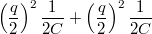 $$\left(\frac{q}{2}\right)^2\frac{1}{2C} + \left(\frac{q}{2}\right)^2\frac{1}{2C}$$