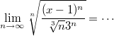 $$\lim_{n\to\infty}\sqrt[n]{\frac{(x-1)^n}{\sqrt[3]{n}3^n}}=\cdots$$