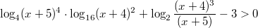 $$\log_{4}(x+5)^4\cdot\log_{16}(x+4)^2+\log_{2}\frac{(x+4)^3}{(x+5)}-3>0$$