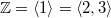 $$\mathbb{Z} = \langle 1 \rangle = \langle 2, 3 \rangle$$