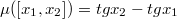 $$\mu([x_1,x_2])=tgx_2-tg x_1$$