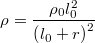 $$\rho =\frac{\rho _0l_0^2}{\left ( l_0+r \right )^2}$$