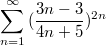 $$\sum_{n=1}^{\infty}{(\frac {3n-3} {4n+5})^{2n}}$$