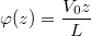 $$\varphi(z) = \frac{V_0 z}{L} $$