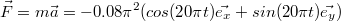 $$\vec{F}=m\vec{a}=-0.08{\pi}^2(cos(20\pi t)\vec{e_x}+sin(20\pi t)\vec{e_y})$$