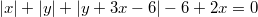 $$|x|+|y|+|y+3x-6|-6+2x=0$$