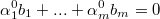 $$ \alpha_1^0 b_1 + ... + \alpha_m^0 b_m = 0 $$