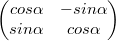 $$ \begin{pmatrix}  cos\alpha& -sin\alpha \\ sin\alpha & cos\alpha \end{pmatrix}$$