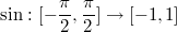 $$ \sin : [-\frac{\pi}{2}, \frac{\pi}{2}] \to [-1, 1] $$