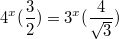 $$ 4^{x}(\frac{3}{2})=3^x(\frac{4}{\sqrt{3}})$$