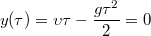 $$ y( \tau)= \upsilon \tau - \frac {g \tau^2} {2}=0 $$