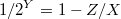 $$1/2^{Y}=1-Z/X$$