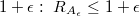 $$1 +  \epsilon : \ R_{A_{\epsilon}} \leq 1+\epsilon$$