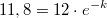 $$11,8=12\cdot e^{-k}$$