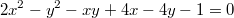 $$2x^2-y^2-xy+4x-4y-1=0$$