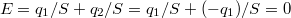 $$E=q_1/S+q_2/S=q_1/S+(-q_1)/S=0$$