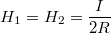 $$H_1=H_2=\dfrac{I}{2R}$$