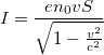 $$I=\frac{en_0vS}{\sqrt{ 1-\frac{v^2}{c^2}}}$$