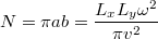 $$N=\pi ab=\frac{L_x L_y \omega^2}{\pi v^2}$$