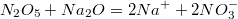 $$N_2O_5 + Na_2O = 2Na^{+} + 2NO_3^{-}$$