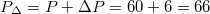 $$P_\Delta = P + \Delta P = 60 + 6 = 66$$