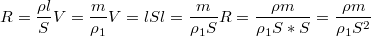 $$R=\frac {\rho l} {S}\\V=\frac {m} {\rho _1}\\V=lS\\l=\frac {m} {\rho _1S}\\R=\frac {\rho m} {\rho _1S*S}=\frac {\rho m} {\rho _1S^2}$$