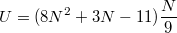 $$U=(8N^2+3N-11)\frac {N} {9}$$