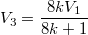 $$V_{3}=\frac{8kV_{1}}{8k+1}$$