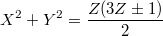 $$X^2+Y^2=\frac{Z(3Z\pm1)}{2}$$