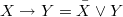 $$X \to Y = \bar{X} \vee Y$$