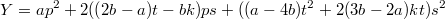 $$Y=ap^2+2((2b-a)t-bk)ps+((a-4b)t^2+2(3b-2a)kt)s^2$$