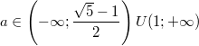 $$a \in \left(-\infty; \frac{\sqrt{5}-1}{2}\right)U(1; +\infty)$$