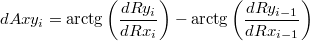 $$dAxy_i = \arctg{\left(\frac{dRy_i}{dRx_i}\right)} - \arctg{\left(\frac{dRy_{i-1}} {dRx_{i-1}}\right)}$$