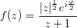 $$f(z)=\frac{|z|^{\frac12}e^{i\frac{\varphi}{2}}}{z+1}$$